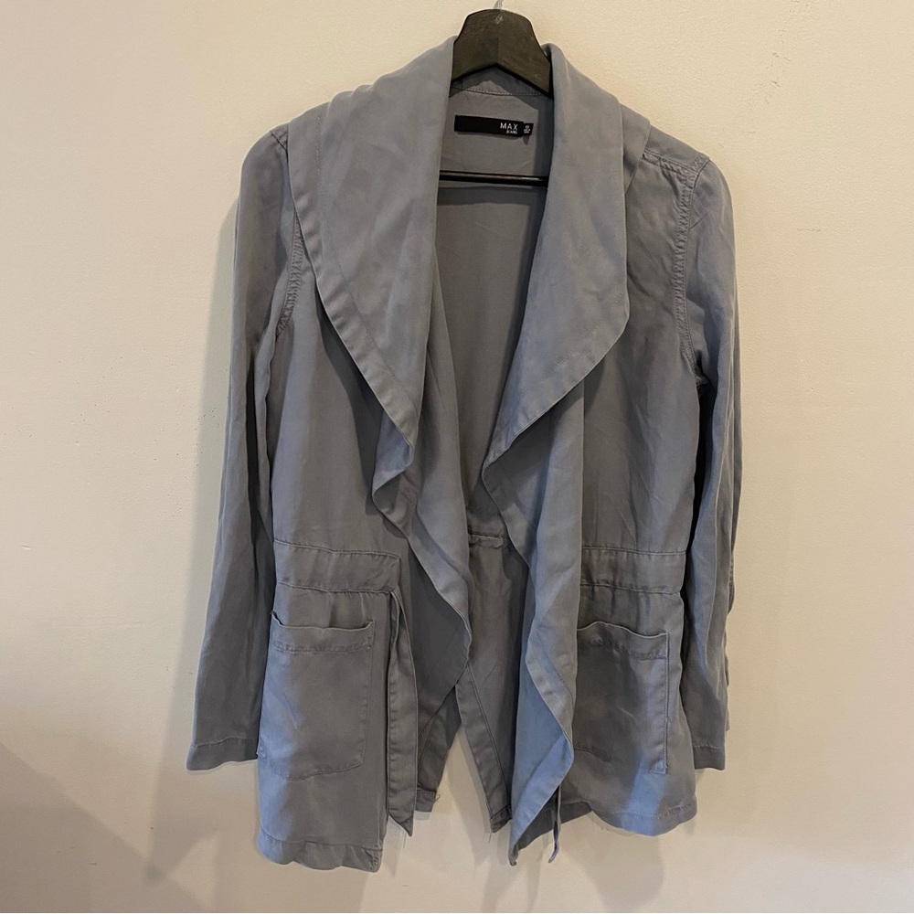 Max Jeans blazer style jacket size XS lightweight grey tie belt cardigan coat